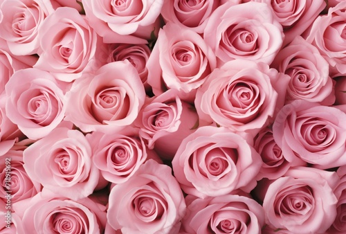 several pink roses set close together