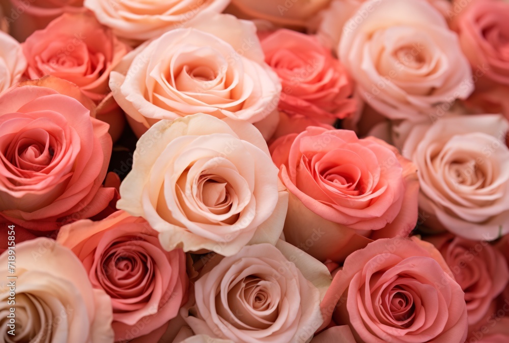 Naklejka premium peach pink roses bouquet up close
