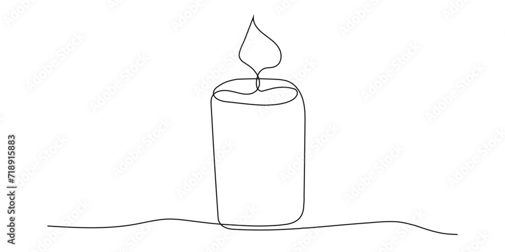 Candlelight linear, candle with flame continuous line, simple doodle design element isolated on white background. Candlelight linear, candle with flame continuous line, simple doodle design element isolated on white background.