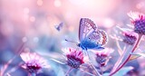 A vibrant purple butterfly rests on a delicate flower, embodying the intricate connection between pollinators and nature