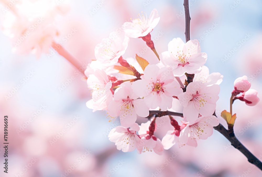 pink cherry blossoms blooming in a spring tree