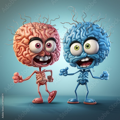 Human brain against a tow side ground, concept image for feminism and woman rights photo