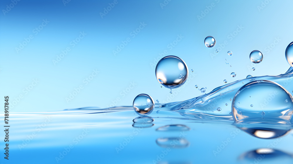 Water drops on blue background 3d rendering 3d illustration,,
Ethereal Ascension Bubbles Rising Up Underwater in Bright Azure Blue Background