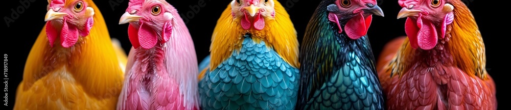 Chicken with a Blue and Yellow Feathered Coat: A Fashionable and Colorful Choice for Your Next Meal Generative AI
