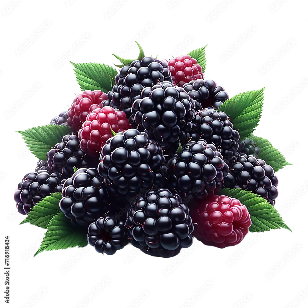Ripe blackberry isolated on PNG Background. Generative Ai Ripe blackberry isolated on PNG Background. Generative Ai