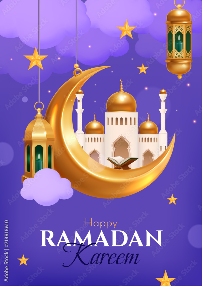 Ramadan Kareen poster in realistic style