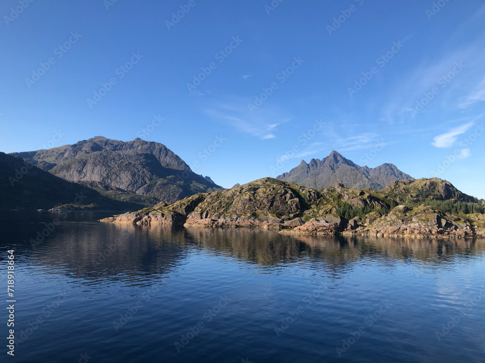 Naklejka premium scenic view to the entrance of the Trollfjord in Norway