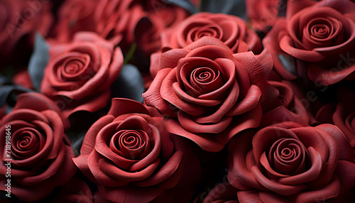 Red roses background for Valentine s day. Close up of beautiful red roses.