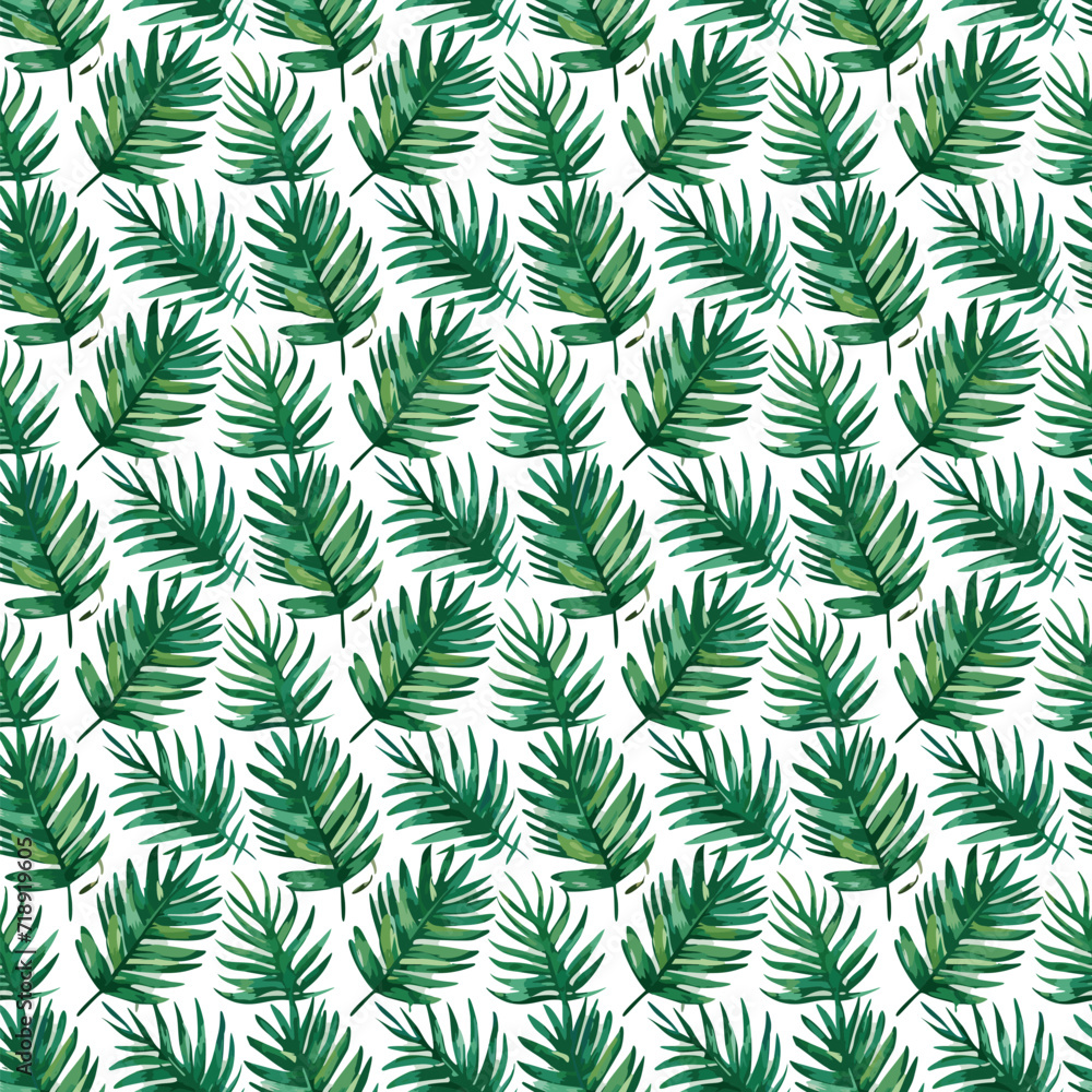 Palm leaf watercolor seamless pattern