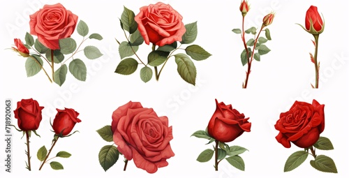 red roses in different shapes on white background © IgnacioJulian