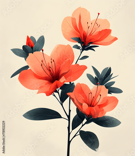 Wallpaper Mural Delicate Azalea Blossom Arrangement, Floral Still Life Composition in Warm Coral Tones Torontodigital.ca