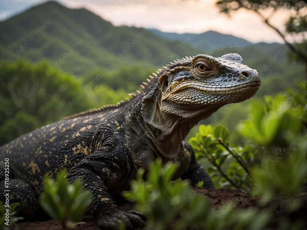 Obraz premium lizard on the tree.generative AI 