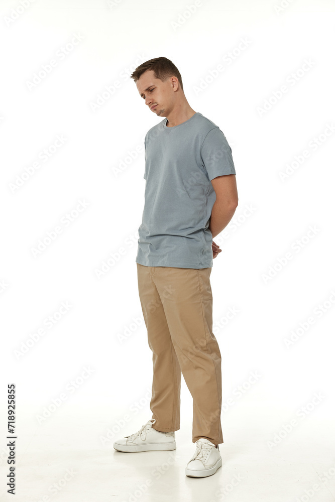 offended frustrated young man on white background. sadness offended frustrated young man on white background. sadness