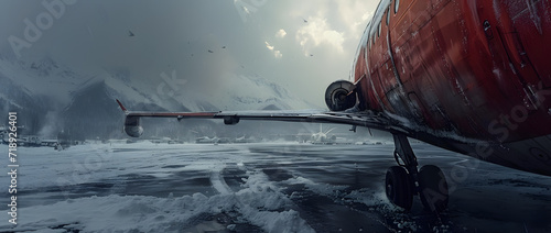 Airplane crash. Snowstorm Wrecked Plane      
