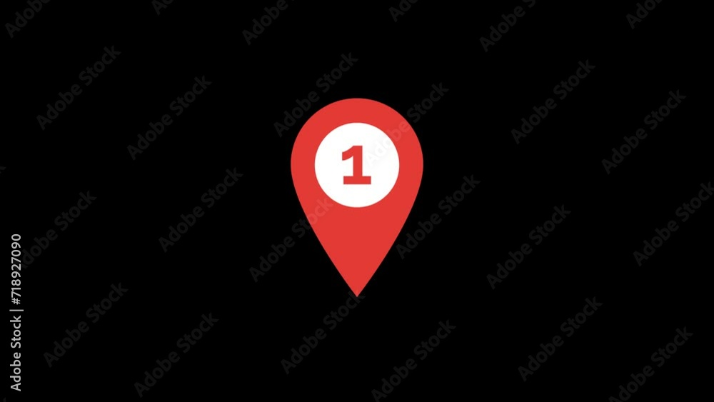1 Number Location Pin Animation with transparent background 1 Number Location Pin Animation with transparent background