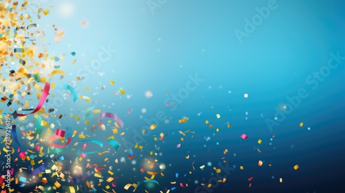 Celebration and colorful confetti party on blue abstract background, high resolution 16k, the resolution is set 45.7 megapixels --ar 16:9 --v 5.2 Job ID: 8632a6b0-dfc9-4abe-82ab-895045cde279