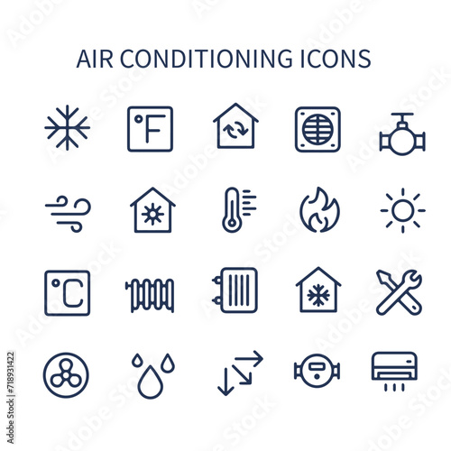 air conditioning icon vector design set