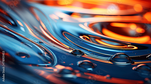 Abstract Background Of Blue And Orange Liquid With Waves