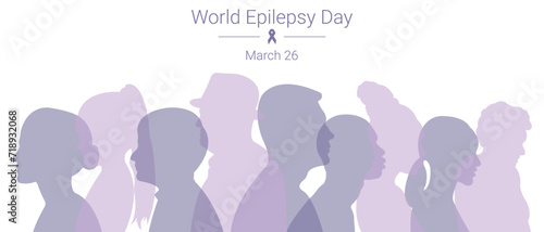 Epilepsy Day banner. Vector illustration with silhouettes of people.