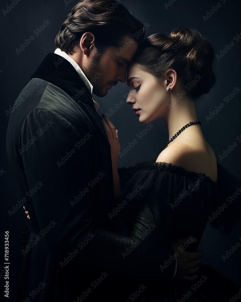 Beautiful historical couple in low light Beautiful historical couple in low light