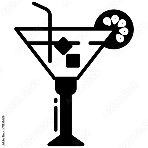 Cocktail glyph and line vector illustration