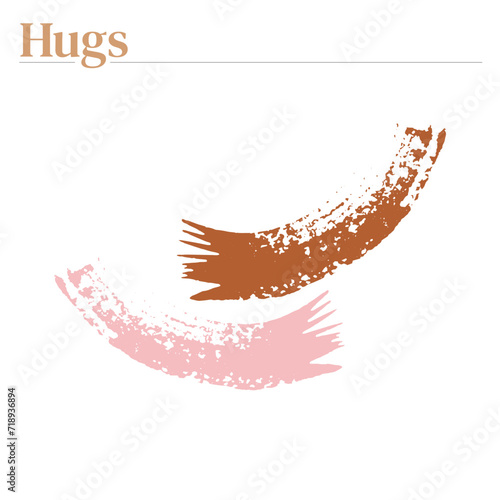 Abstract vector illustration. Hugs. Random brush strokes. Poster in primitive style. Symbolism