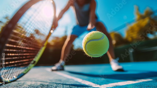 Man playing tennis on court.  photo