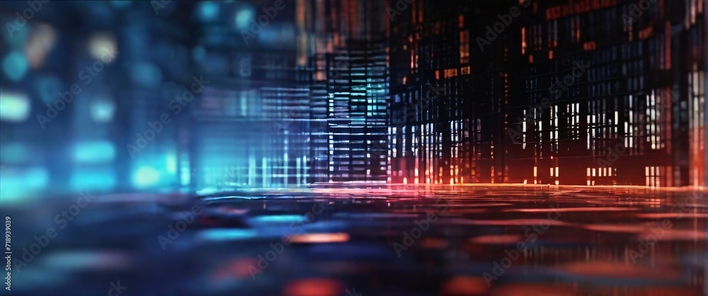 Fototapeta premium An abstract digital background with binary code and AI algorithms running in the background