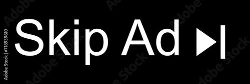 Skip ads button icon vector in clipart style. Advertising elements