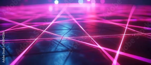 abstract Futuristic neon backdrop, Geometric Grid, A network of interconnected neon lines forming a grid pattern. 