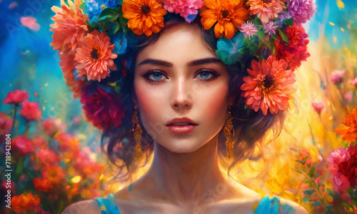 portrait of a woman with flowers on her head © Emily 