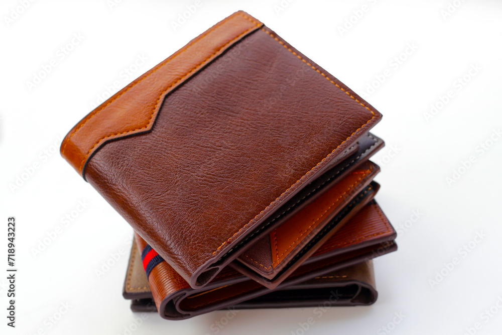 Brown wallets on white background. Brown wallets on white background.