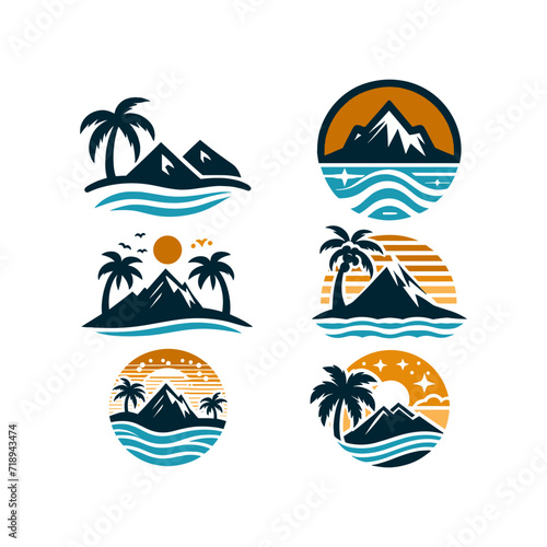 set of summer beach vector illustration