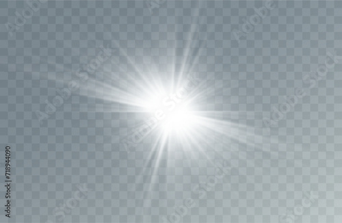 Bright Star. Transparent shining sun, bright flash. Vector sparkles. To center a bright flash. Transparent shining sun, bright flash. 