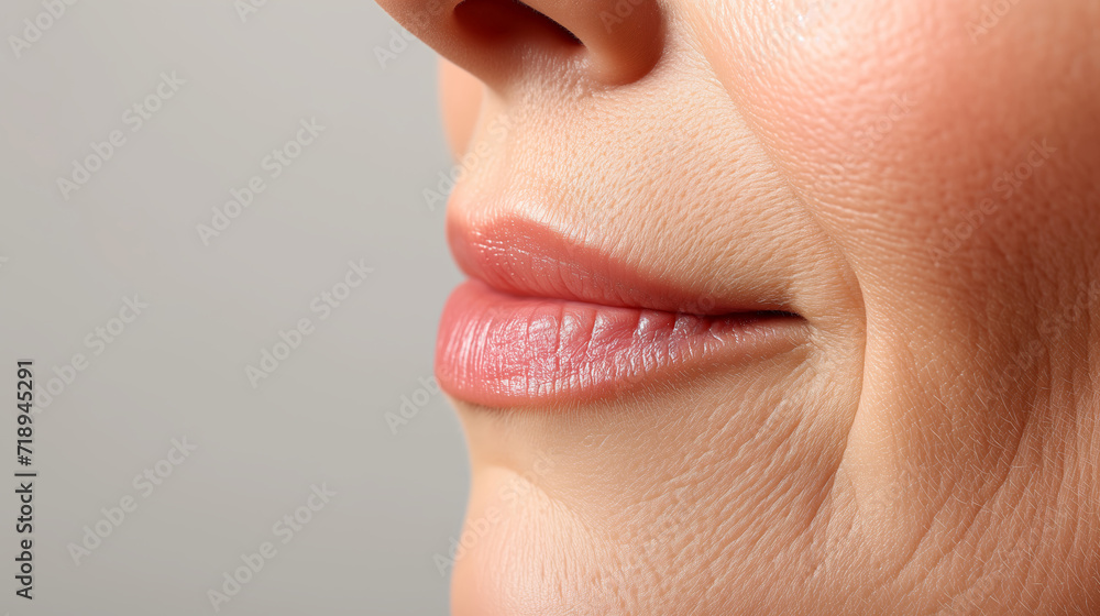 Close-up lips of mature white woman with age changes. Close-up lips of mature white woman with age changes.