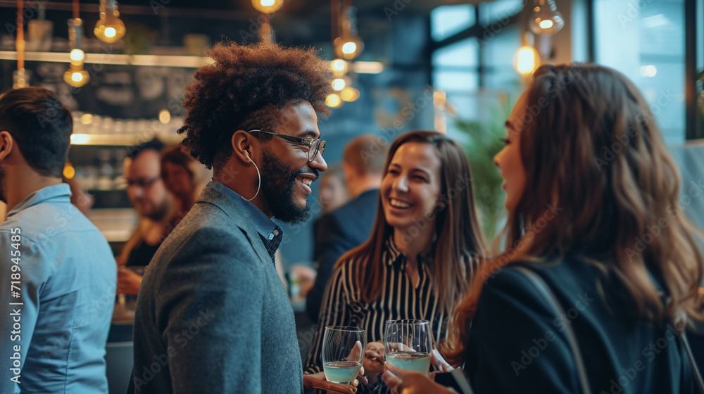 Photograph candidates interacting in a more casual networking event, like a mixer or an informal meet-up