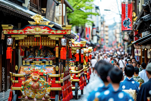 Festival de Gion Matsuri en Japón: Carros tradicionales y festividades en Kyoto, cultura local japonesa