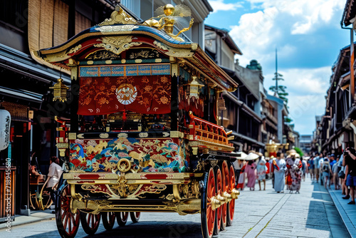 Festival de Gion Matsuri en Japón: Carros tradicionales y festividades en Kyoto, cultura local japonesa photo