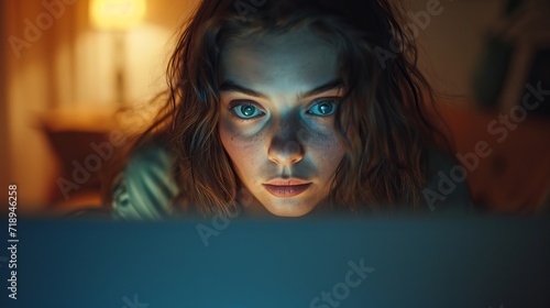 Surprised person realizing online scam