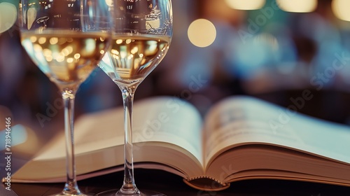 Wine Glasses and Books Close-Up