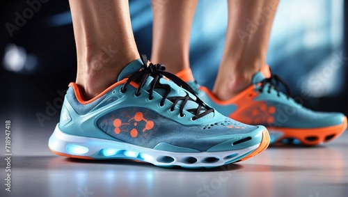 Sports shoes with smart technology to track performance and health stats for professional athletes Generative AI