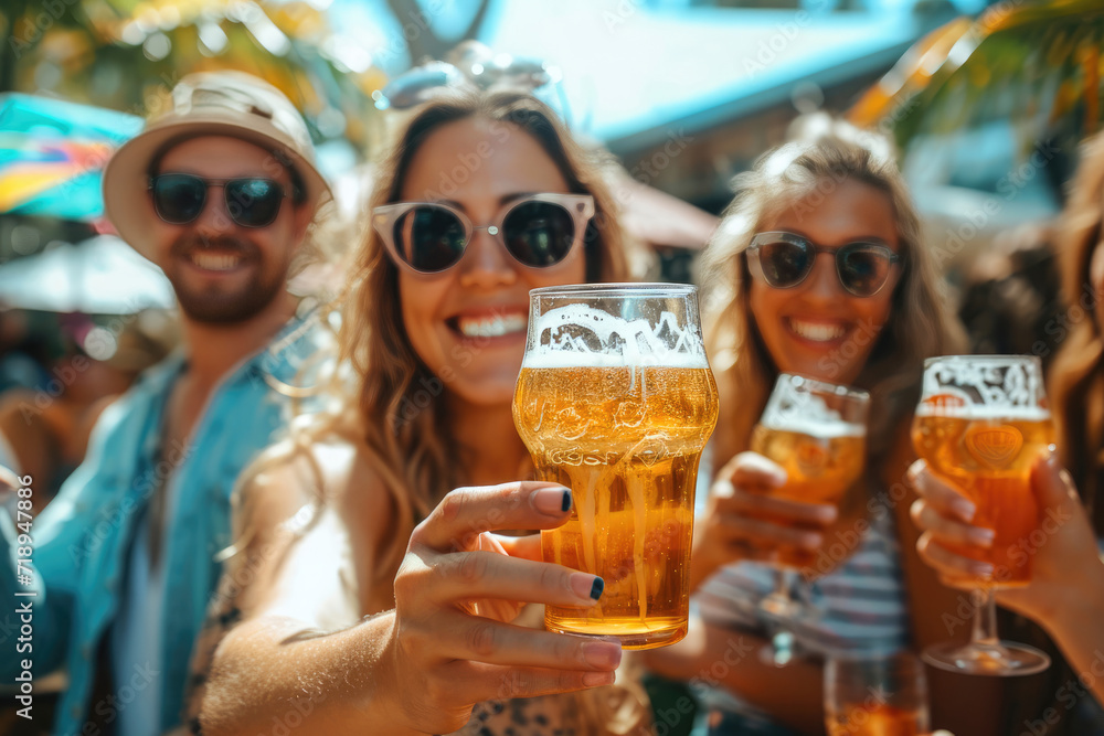 Festival de la Cerveza en Australia: Escena animada con personas disfrutando de cervezas artesanales Festival de la Cerveza en Australia: Escena animada con personas disfrutando de cervezas artesanales