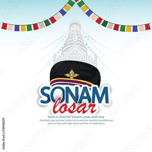 creative illustration of Sonam Losar festival of Nepal,12th February poster design.