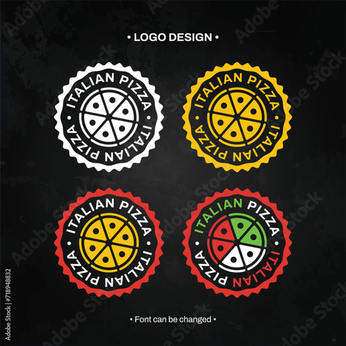 Italian Pizza Badge Logo Design Colloection