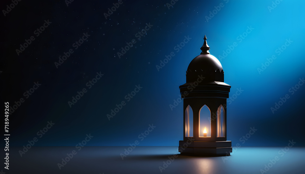 A lantern with a blue sky background. The lantern is lit up and surrounded by three other lanterns, ramadan kareem illustration A lantern with a blue sky background. The lantern is lit up and surrounded by three other lanterns, ramadan kareem illustration
