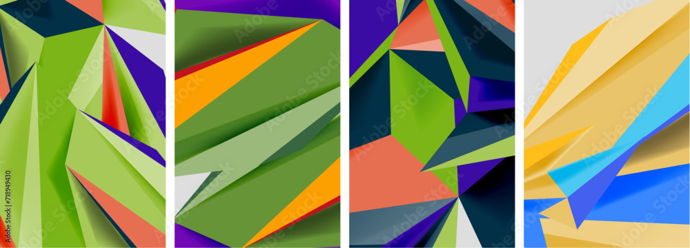 Set of mosaic triangle pattern abstract posters. Vector illustration For Wallpaper, Banner, Background, Card, Book Illustration, landing page Set of mosaic triangle pattern abstract posters. Vector illustration For Wallpaper, Banner, Background, Card, Book Illustration, landing page