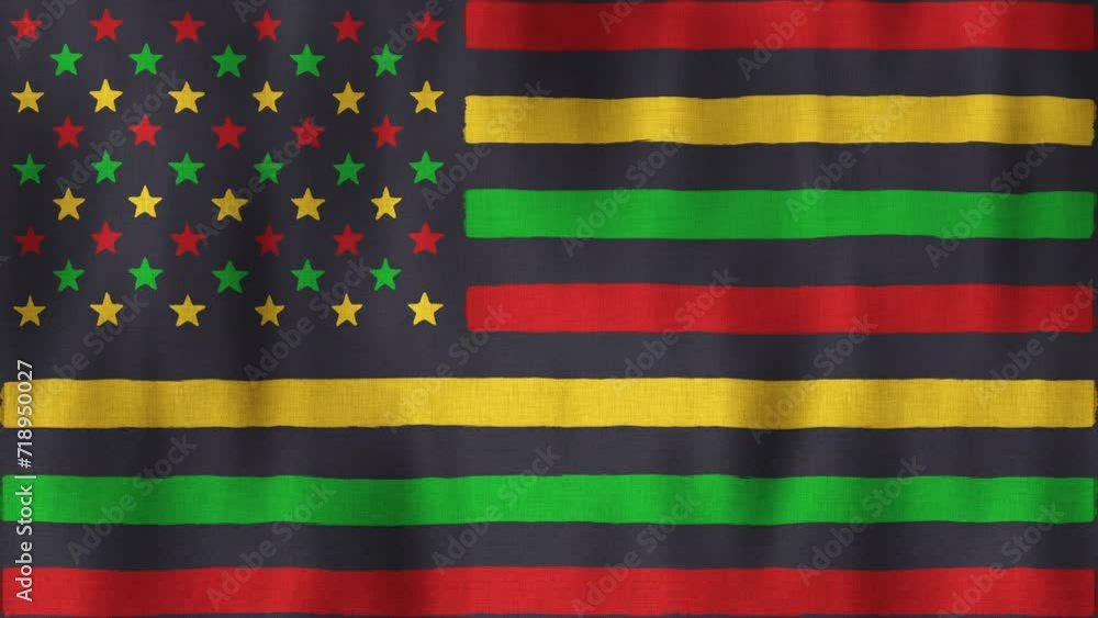 Waving American Flag Loop For Black History Month And Juneteenth Waving American Flag Loop For Black History Month And Juneteenth