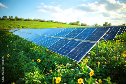 Fotografía de una comunidad que genera su propia energí­a a través de paneles solares