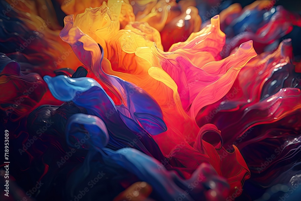 Naklejka premium Abstract blending of liquid paints in slow motion.