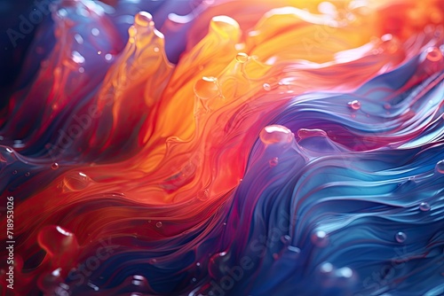 Abstract blending of liquid paints in slow motion. photo